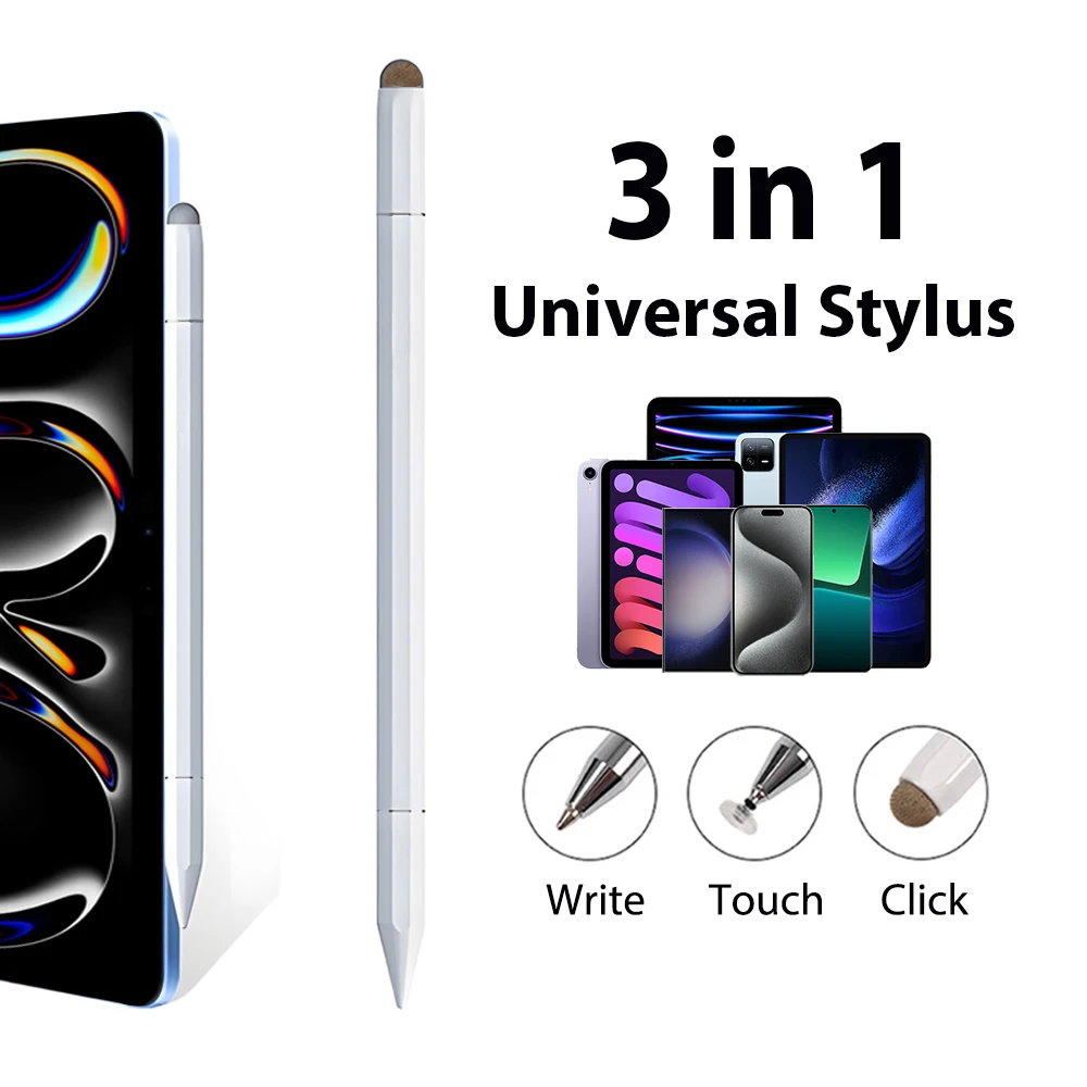 Samsung Tablet Accessories Pen - ปากกาสไตลัสแม่เหล็กอเนกประสงค์ 3 ใน 1 สำหรับไอแพด ซัมซุง
