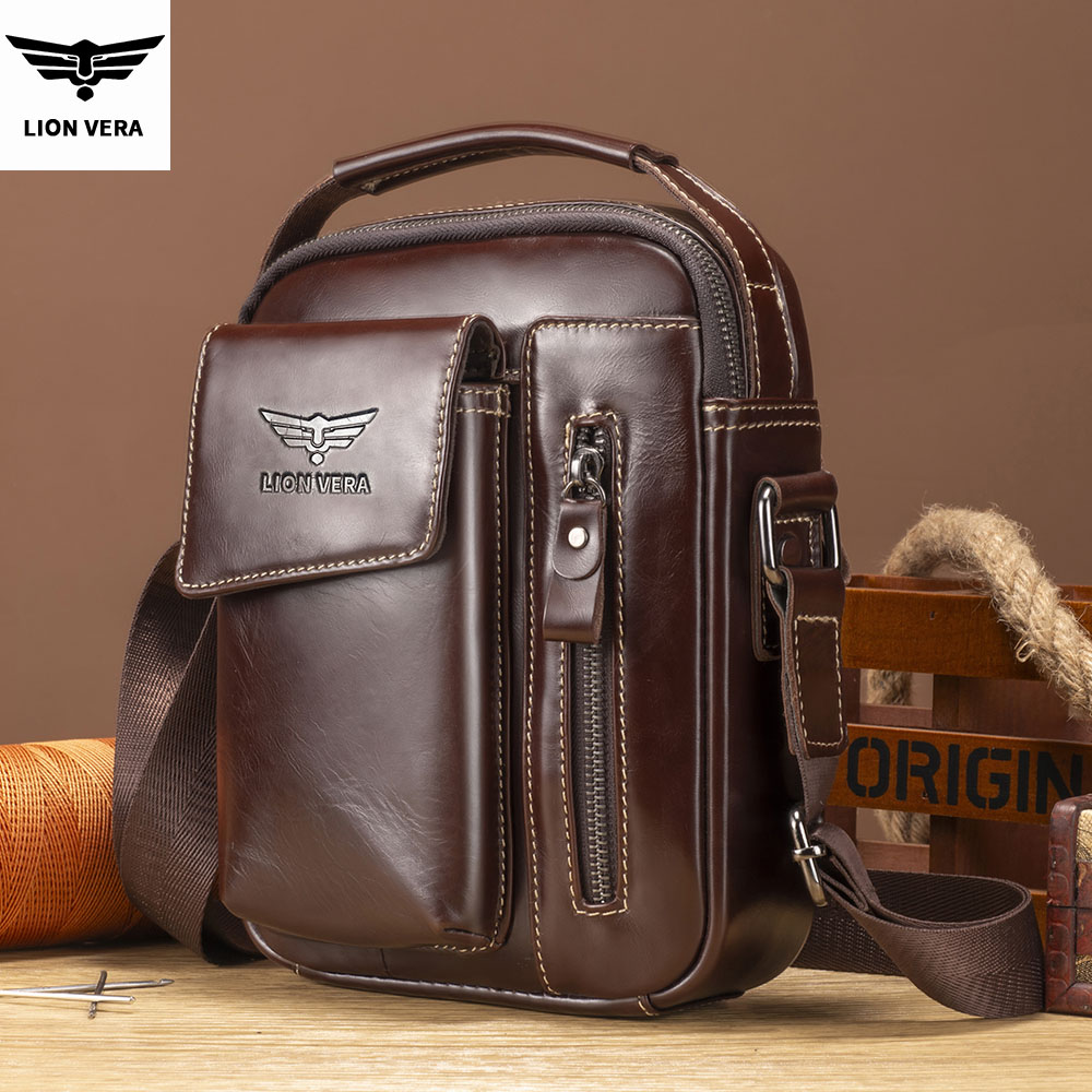 Tablet Shoulder Bag - กระเป๋าหนังแท้สำหรับผู้ชาย LION VERA กระเป๋าสะพายไหล่สำหรับแท็บเล็ตขนาด 7 นิ้ว