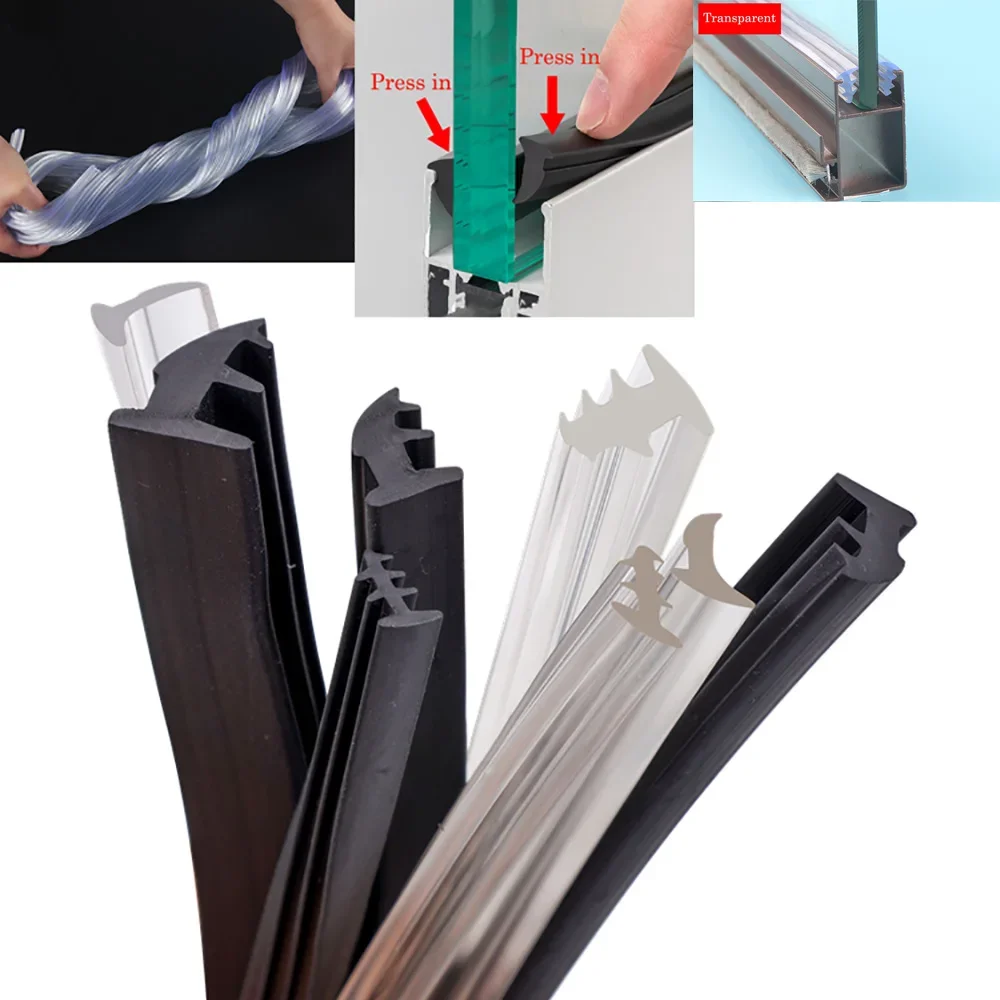 Windows Tablet Accessories - 1/2/3/4/5M ยางประตูหน้าต่างซีล Strip สีดํา/โปร่งใสเลื่อนประตูกระจก Windows FIXED