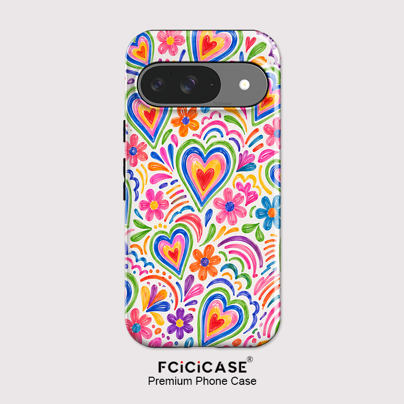 Google Pixel 9 - เคสโทรศัพท์ Fcicicase ลายหัวใจดอกไม้ สำหรับ Google Pixel