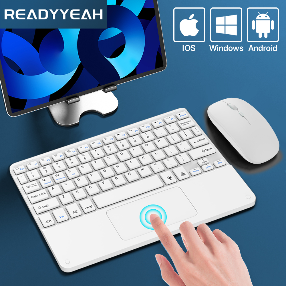 Windows Tablet Accessories - คีย์บอร์ดและเมาส์ไร้สายทัชแพดคีย์บอร์ดบลูทูธคีย์บอร์ดสำหรับ iOS Android Windows แท็บเล็ตมินิแบบพกพาแบบบางพิเศษสำหรับ iPad