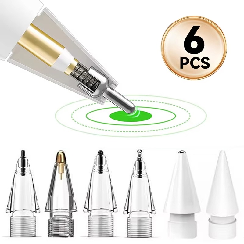 Ipad Pencil Stylus - หัวปากกาสำรอง 6 ชิ้นสำหรับ Apple Pencil รุ่นที่